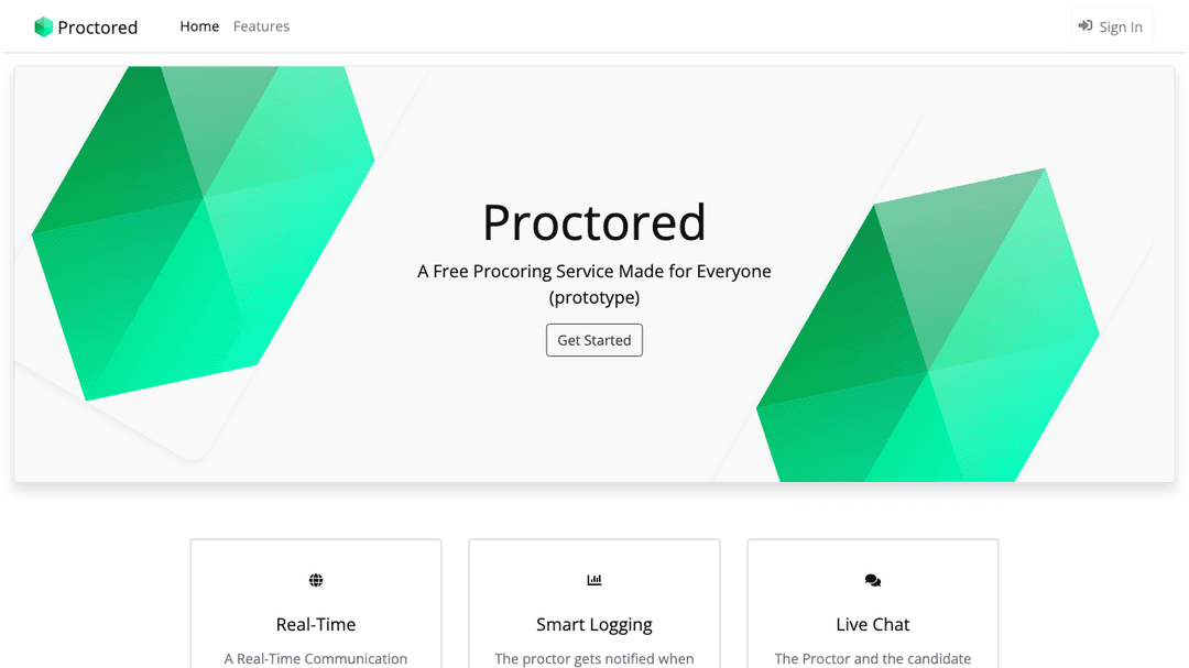 snapshot of proctored homepage